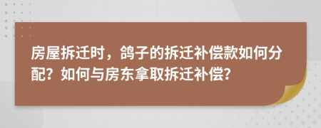 房屋拆遷時(shí)，鴿子的拆遷補(bǔ)償款如何分配？如何與房東拿取拆遷補(bǔ)償？