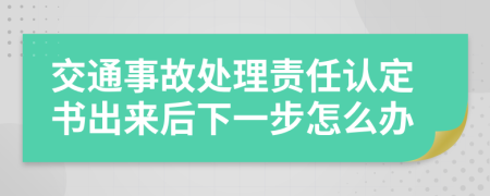 交通事故處理責(zé)任認(rèn)定書出來后下一步怎么辦