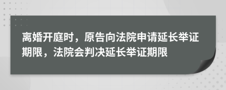 離婚開庭時，原告向法院申請延長舉證期限，法院會判決延長舉證期限