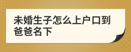 未婚生子怎么上戶口到爸爸名下