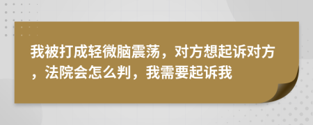 我被打成輕微腦震蕩，對(duì)方想起訴對(duì)方，法院會(huì)怎么判，我需要起訴我