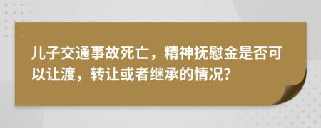 兒子交通事故死亡，精神撫慰金是否可以讓渡，轉(zhuǎn)讓或者繼承的情況？