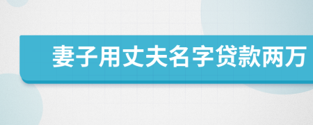 妻子用丈夫名字貸款兩萬