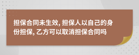 擔(dān)保合同未生效, 擔(dān)保人以自己的身份擔(dān)保, 乙方可以取消擔(dān)保合同嗎