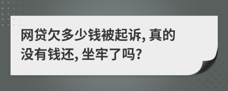 網(wǎng)貸欠多少錢被起訴, 真的沒有錢還, 坐牢了嗎?