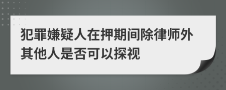 犯罪嫌疑人在押期間除律師外其他人是否可以探視