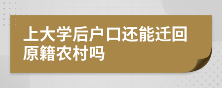 上大學后戶口還能遷回原籍農(nóng)村嗎