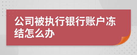 公司被執(zhí)行銀行賬戶凍結(jié)怎么辦