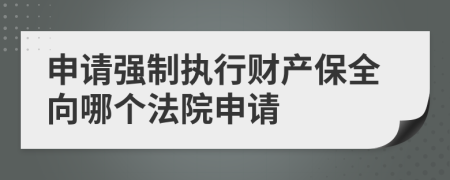 申請(qǐng)強(qiáng)制執(zhí)行財(cái)產(chǎn)保全向哪個(gè)法院申請(qǐng)