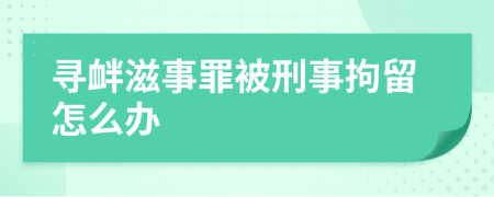 尋釁滋事罪被刑事拘留怎么辦