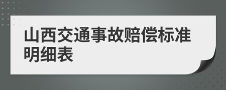 山西交通事故賠償標(biāo)準(zhǔn)明細(xì)表