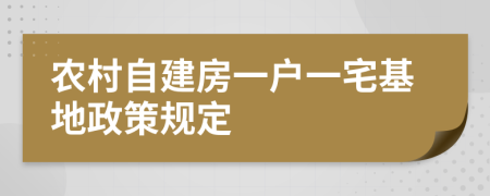 農(nóng)村自建房一戶一宅基地政策規(guī)定