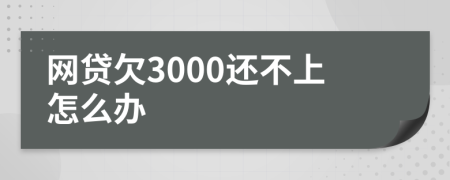 網(wǎng)貸欠3000還不上怎么辦
