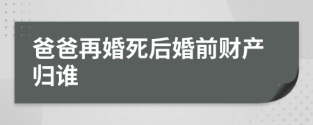 爸爸再婚死后婚前財(cái)產(chǎn)歸誰