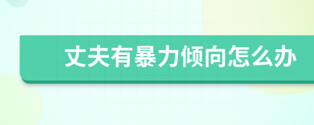 丈夫有暴力傾向怎么辦