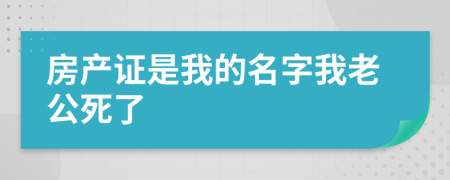 房產(chǎn)證是我的名字我老公死了