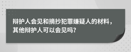 辯護人會見和摘抄犯罪嫌疑人的材料，其他辯護人可以會見嗎？