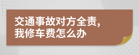交通事故對方全責(zé), 我修車費怎么辦