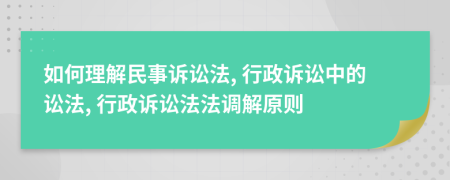 如何理解民事訴訟法, 行政訴訟中的訟法, 行政訴訟法法調解原則
