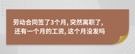 勞動合同簽了3個月, 突然離職了, 還有一個月的工資, 這個月沒發(fā)嗎