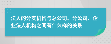 法人的分支機構(gòu)與總公司、分公司、企業(yè)法人機構(gòu)之間有什么樣的關(guān)系