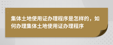 集體土地使用證辦理程序是怎樣的，如何辦理集體土地使用證辦理程序