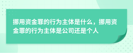 挪用資金罪的行為主體是什么，挪用資金罪的行為主體是公司還是個(gè)人