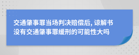 交通肇事罪當場判決賠償后, 諒解書沒有交通肇事罪緩刑的可能性大嗎