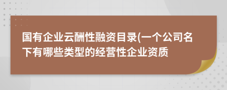 國有企業(yè)云酬性融資目錄(一個公司名下有哪些類型的經(jīng)營性企業(yè)資質(zhì)