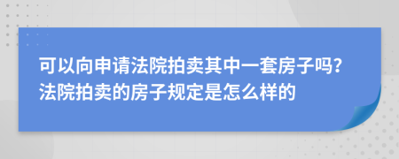 可以向申請(qǐng)法院拍賣其中一套房子嗎？法院拍賣的房子規(guī)定是怎么樣的