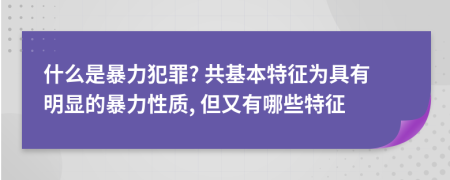 什么是暴力犯罪? 共基本特征為具有明顯的暴力性質, 但又有哪些特征