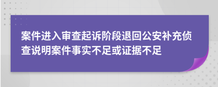 案件進(jìn)入審查起訴階段退回公安補(bǔ)充偵查說明案件事實(shí)不足或證據(jù)不足