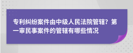 專利糾紛案件由中級人民法院管轄？第一審民事案件的管轄有哪些情況