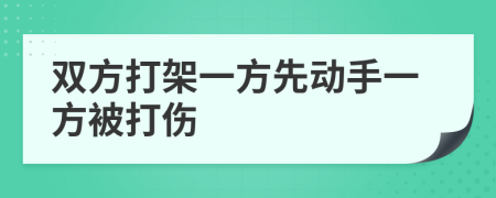 雙方打架一方先動(dòng)手一方被打傷