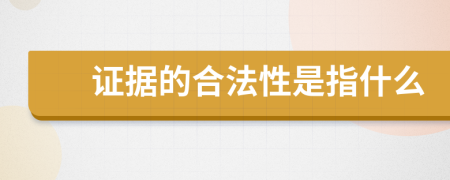 證據的合法性是指什么