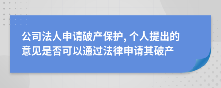 公司法人申請破產(chǎn)保護(hù), 個(gè)人提出的意見是否可以通過法律申請其破產(chǎn)