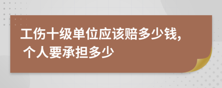 工傷十級單位應(yīng)該賠多少錢, 個人要承擔(dān)多少