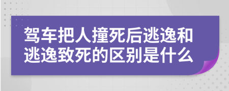 駕車把人撞死后逃逸和逃逸致死的區(qū)別是什么