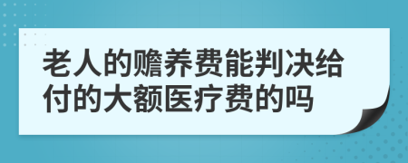 老人的贍養(yǎng)費能判決給付的大額醫(yī)療費的嗎