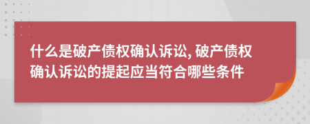 什么是破產(chǎn)債權(quán)確認(rèn)訴訟, 破產(chǎn)債權(quán)確認(rèn)訴訟的提起應(yīng)當(dāng)符合哪些條件