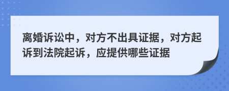 離婚訴訟中，對(duì)方不出具證據(jù)，對(duì)方起訴到法院起訴，應(yīng)提供哪些證據(jù)