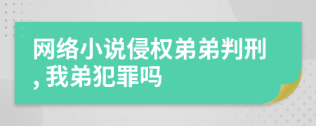 網(wǎng)絡(luò)小說侵權(quán)弟弟判刑, 我弟犯罪嗎