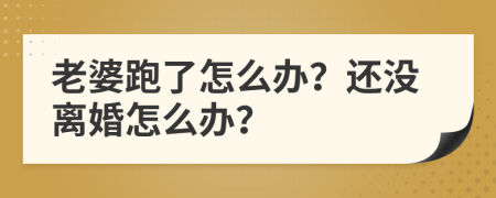 老婆跑了怎么辦？還沒離婚怎么辦？