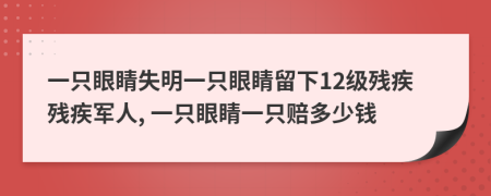 一只眼睛失明一只眼睛留下12級殘疾殘疾軍人, 一只眼睛一只賠多少錢