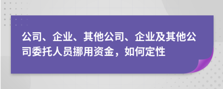 公司、企業(yè)、其他公司、企業(yè)及其他公司委托人員挪用資金，如何定性