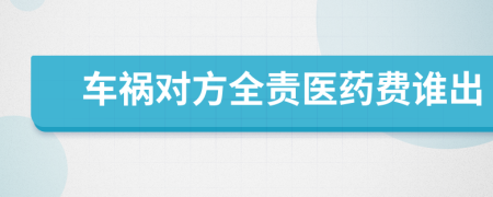 車禍對(duì)方全責(zé)醫(yī)藥費(fèi)誰(shuí)出