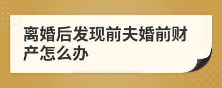 離婚后發(fā)現(xiàn)前夫婚前財(cái)產(chǎn)怎么辦
