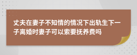 丈夫在妻子不知情的情況下出軌生下一子離婚時妻子可以索要撫養(yǎng)費嗎