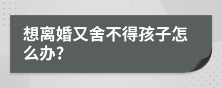 想離婚又舍不得孩子怎么辦?