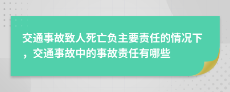 交通事故致人死亡負(fù)主要責(zé)任的情況下，交通事故中的事故責(zé)任有哪些